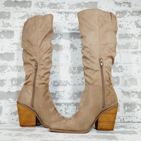 NEW Charles By Charles David In Caramelized Leather Block Heeled Boots A170 - Picture 5 of 11